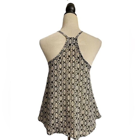 Nabee Black, Cream & White Designed Sheer Racerback Tank Top (Size: Small) - Picture 5 of 11